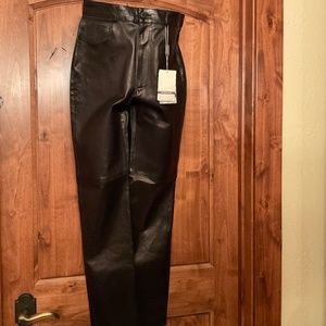 Manigance Paris  Black Leather Pants  Sz 42 French (size 10 US)